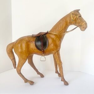 Vintage Leather Horse Sculpture